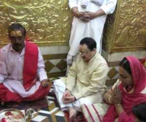 jp nadda at nainadevi temple bilaspur.