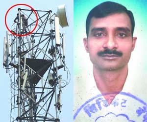 farmer was suicide jumping out on 120 mtr mobile tower 