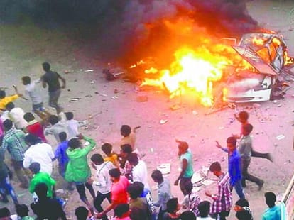 because of killed child ruckus, including the police station burnt in vehicle