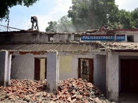 Britiskal the shabby police outpost demolished