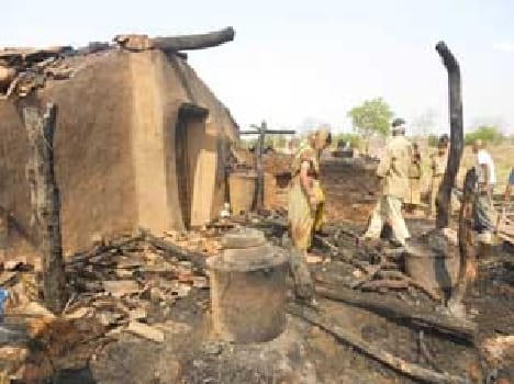 House fire charred trunks