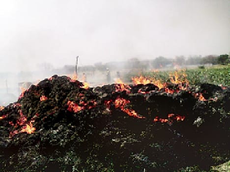 The fire burned 45 acres of crop