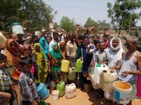The villagers for water - road performance