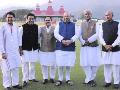 BJP chief Amit Shah on a vsit to Dharamsala.