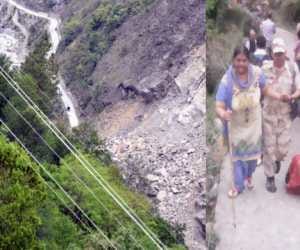rock fell down on badrinath highway.