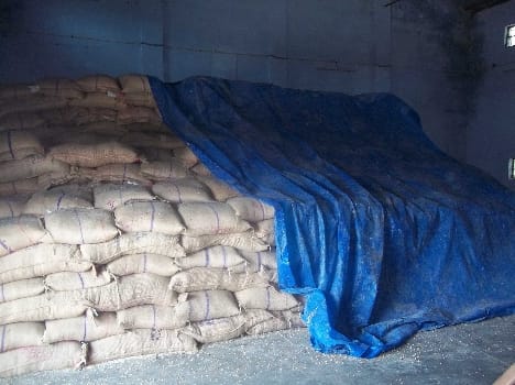 Tarpaulin to protect grain and foils resort