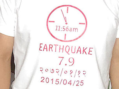 earthquake T-shirts are selling in Nepal