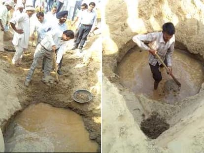 sarawati river water digging in yamunanagr, haryana