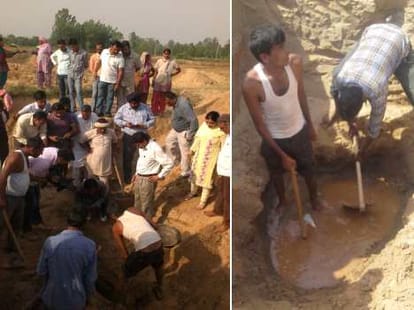 sarawati river water digging in yamunanagr, haryana