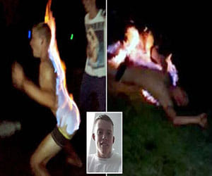 prank that made this man a human fire ball