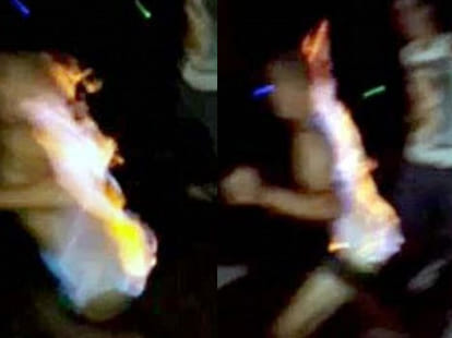 prank that made this man a human fire ball