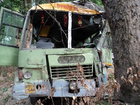 Roadways bus Tree strikes