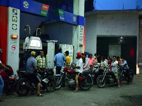 The crowd at the pumps