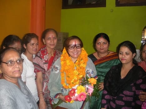 Ramnagar female state president welcomed on arrival