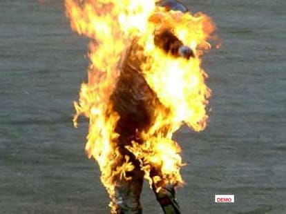 he felt out of place and then taken in front of a house fire