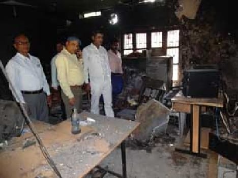 Short circuit burned office block