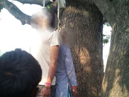 Couple commited suicide by hanging on tree