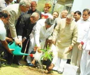 president of india planting tree in raj bhavan.
