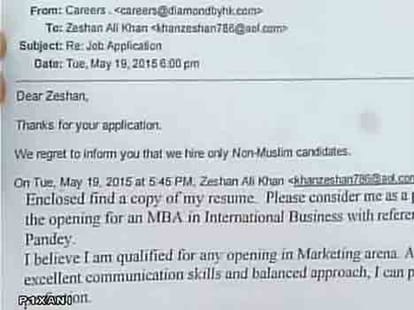 he does not  get job becuase he is muslim