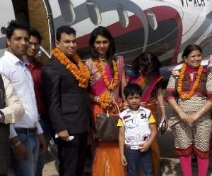 Bride's Farewell in chartered plane