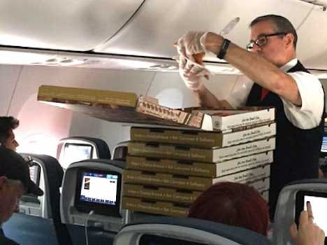airlines offered pizza party between the flight 