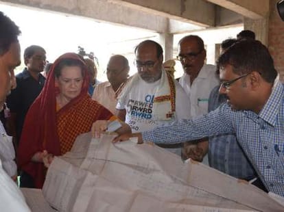 Sonia Gandhi targets Modi in Raebareli.