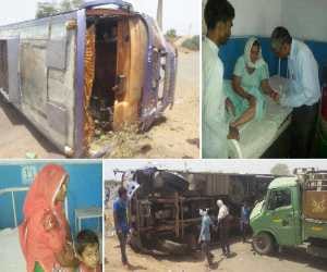 bus accident at hisar, seventy passanger injured