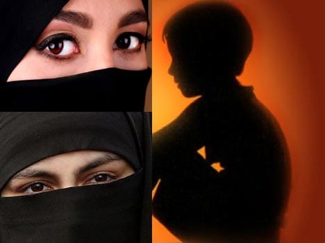 Women abduction child for shameful act.