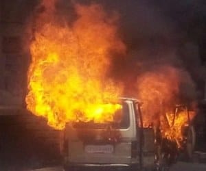 maoist set fire to school van seemant college