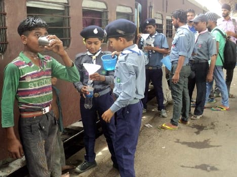 Scouts Guides rail Passengers watered