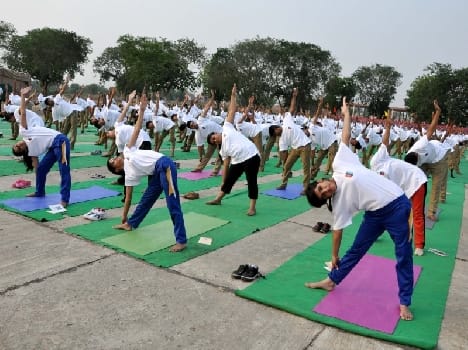 yoga camp on international yoga day in mathura