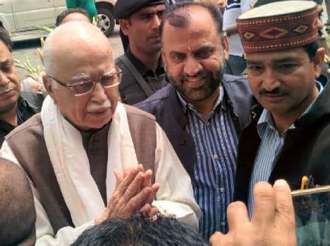 bjp leader lk advani in yoga camp at palampur.