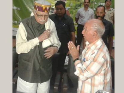 bjp leader lk advani in yoga camp at palampur.