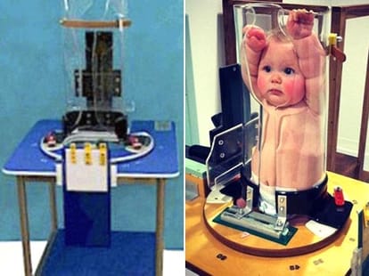 baby stuffed in a tube