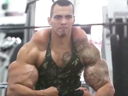 bodybuilder's muscles turned into rocks