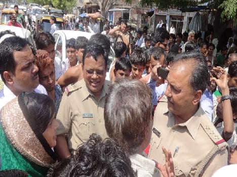 Station Road was blocked by people