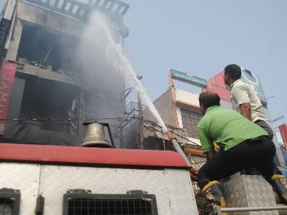 Fire in a garment show room in   Lucknow.