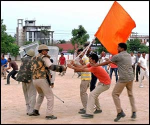 bjp angry at riot rehearsal in allahabad