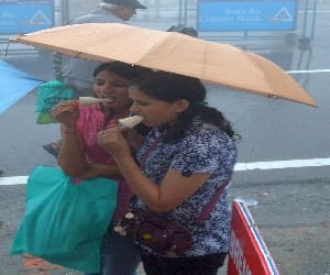 weather cool due to rain.
