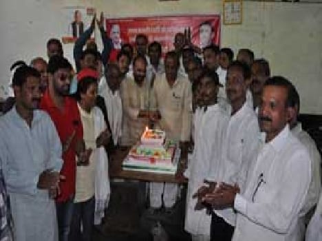 He celebrated his birthday by cutting a cake