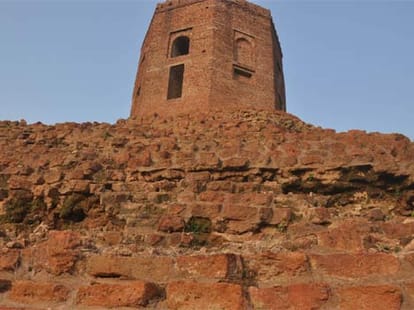 Crack in the wall of world famous Chaukhandi Stupa.