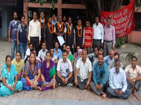 pathankot, protest, black cloth, worker