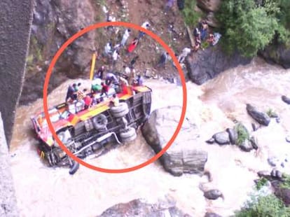 bus accident at rampur, six died.