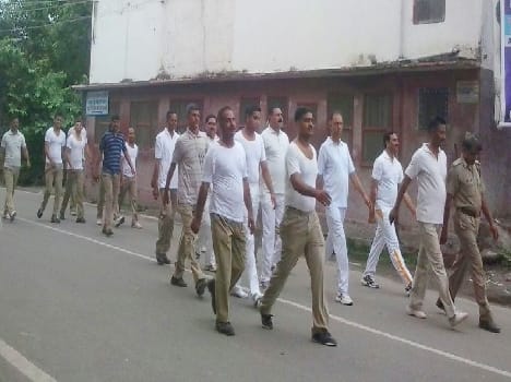 The route march for peace on Eid police
