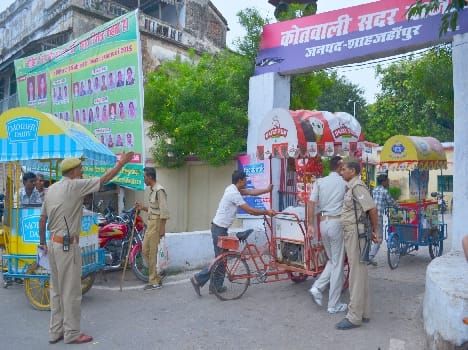 Police removed encroachments on both sides of the road