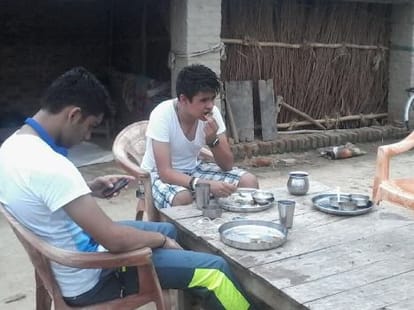 Priyanka Gandhi's children spending time in villages.
