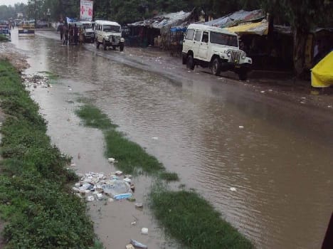 Jmajm rain turned roads pond