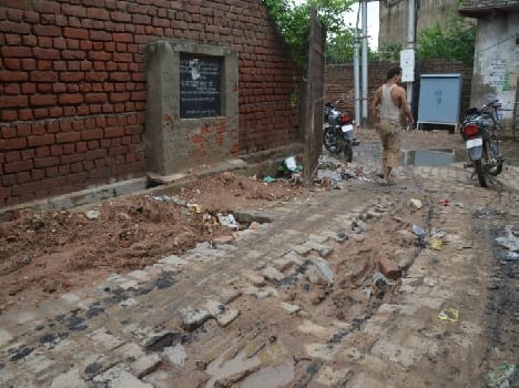 bad road condition after rain in mathura