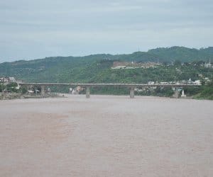 chenab and tawi river at high, bad weather in jammu kashmir