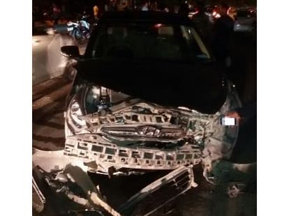 car driver hits a man sleeping on footpath